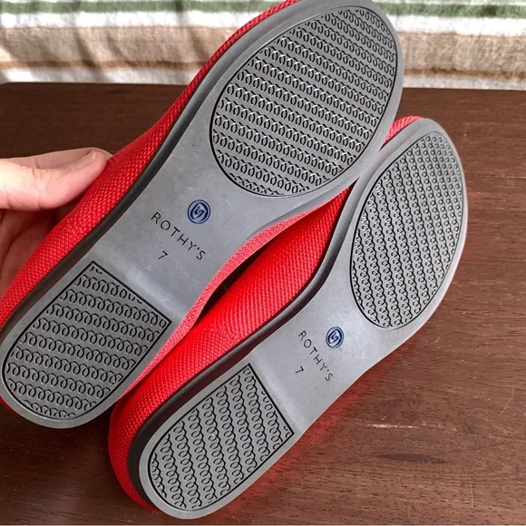 ROTHY’s Red and Blue Lined Round Toe Ballet Comfort Flats size 7 - Picture 3 of 6